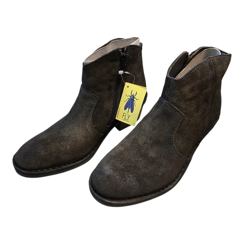 Fly London Ankle Boots Womens Size 39 Griffon Olive Leather Earthy Grunge Urban